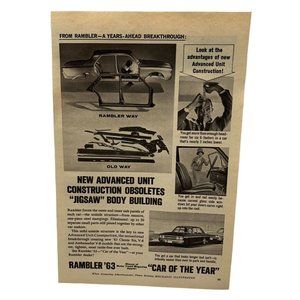 Vintage 1963 Print Ad AMC Rambler Auto Original Ad Jigsaw Body Building